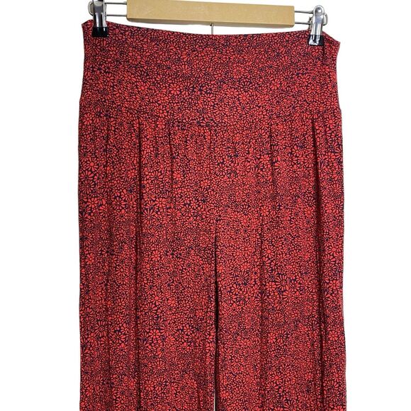 NWT Lucky Brand Pants Womens Medium Red Flare Pull On Floral Stretch Boho Flowy - Picture 5 of 8
